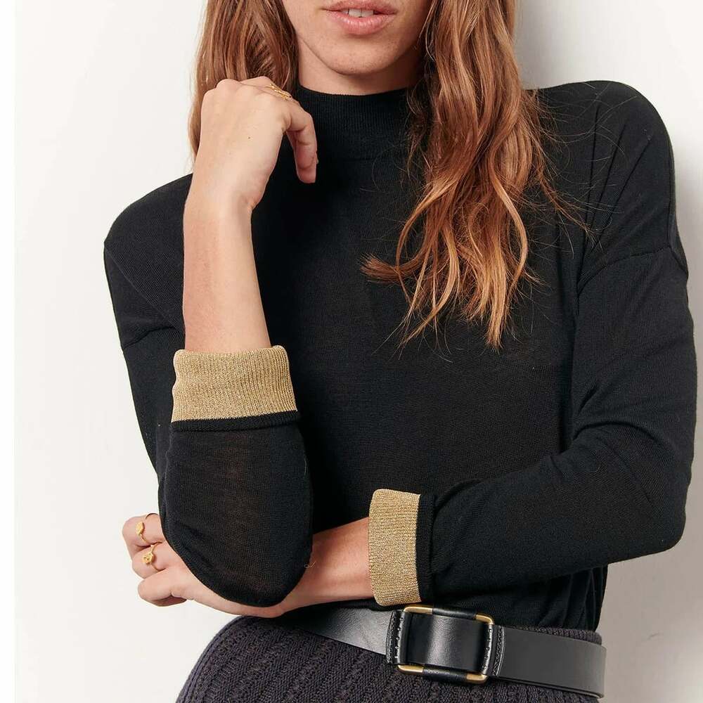 Sessun Womens Massa Merino Wool Mockneck Sweater In Black Size Medium Designer